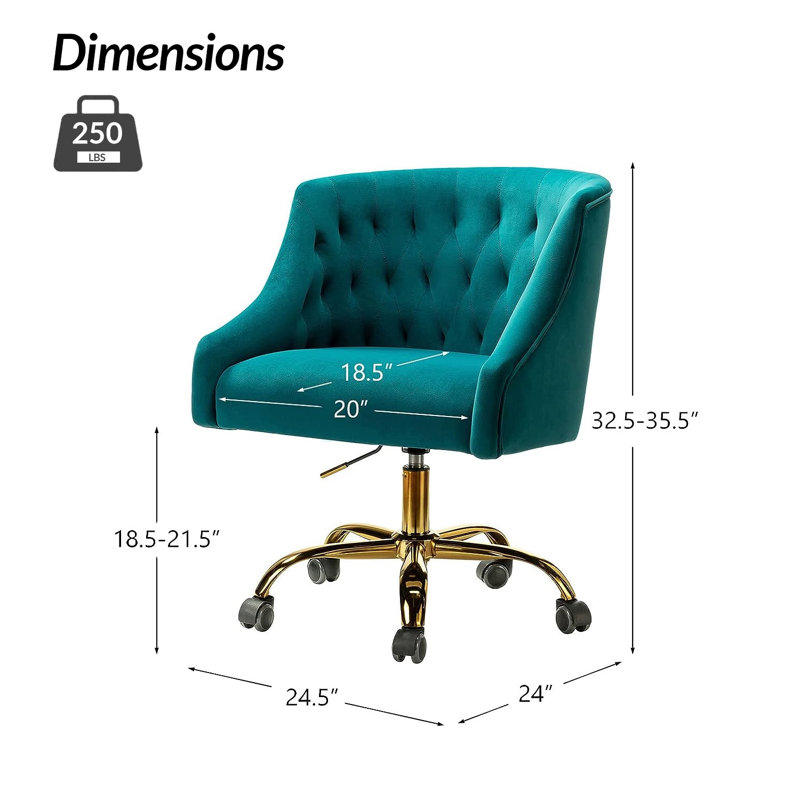 Chaise de travail Concetta, Turquoise