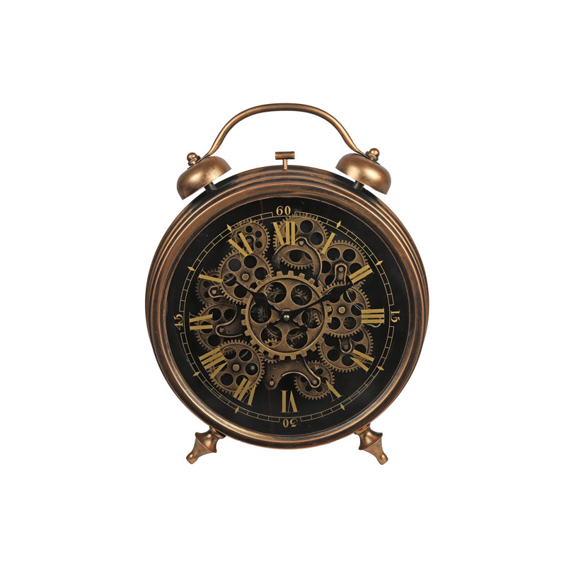 Brooks Roman Numeral Metal Electric Tabletop Clock, Copper