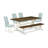 6 Piece Dining Table Set Contains a Rectangle Dining Room Table with X-Legs and 4 Baby Blue Linen Fabric Parson Chairs with a Bench, Wire Brushed Linen White -225785707-165855952-160408483