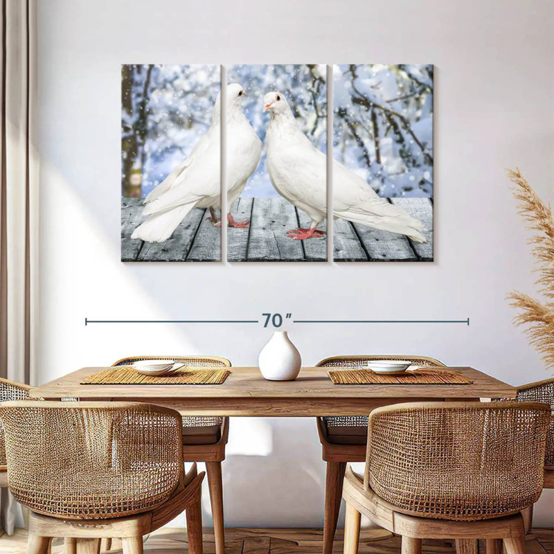 Brampt White Winter Doves, 36" H x 57" W
