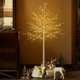 Lighted Artificial Birch Tree Floor Lamp
