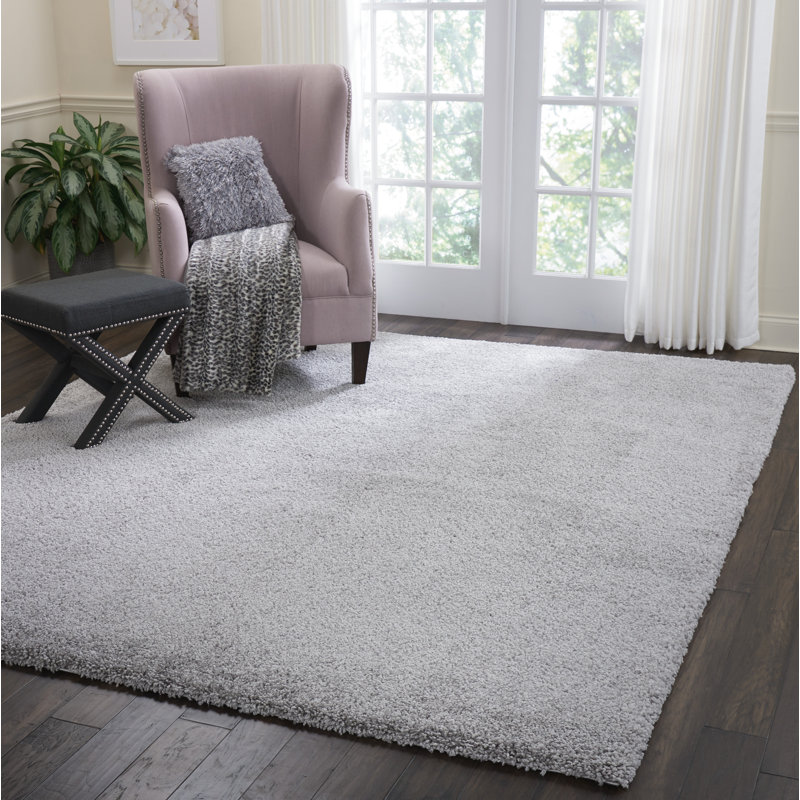 Tapis argenté à longs poils Sunny, Rectangle 7 pi x 10 pi