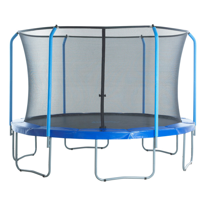 Trampoline Replacement Enclosure Surround Safety Net for 8ft Frame, Top Metal Ring using 6 Bent Poles