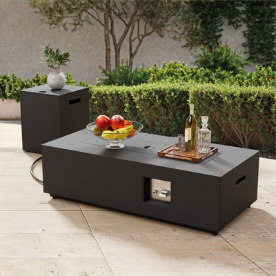 Joycie 12.6’’ H x 42’’ W Metal Propane Outdoor Gas Fire Pit Table
