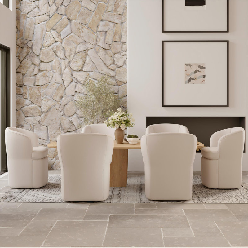 Chaise pivotante en similicuir (ensemble de 6), Beige