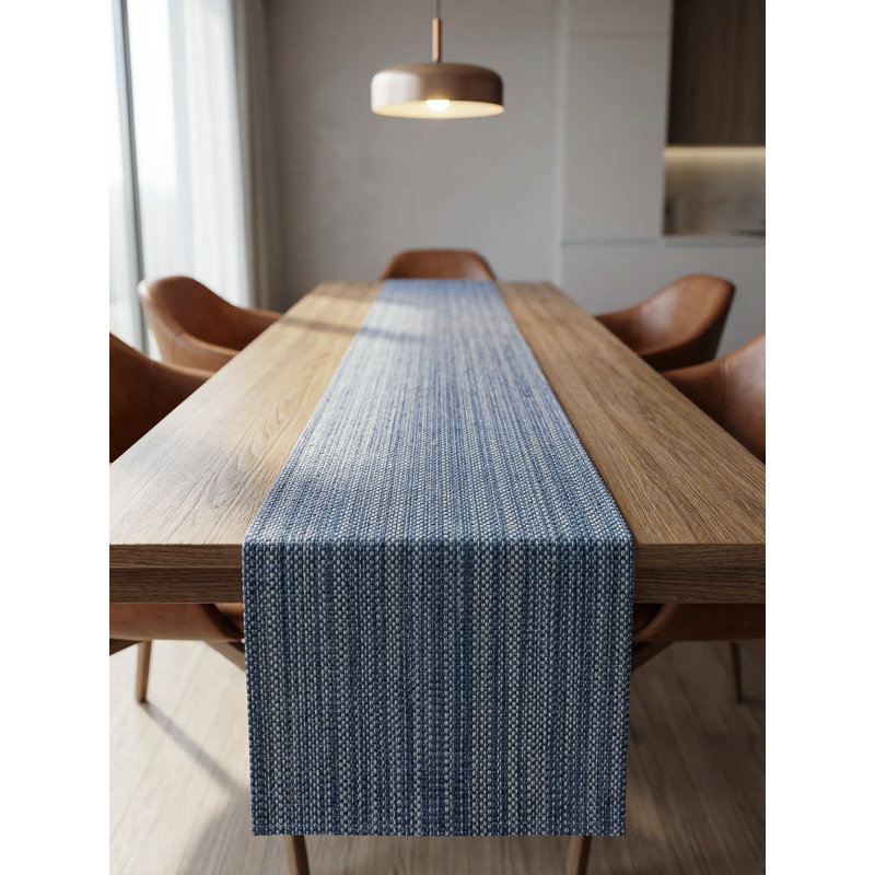 Chemin de table d'extérieur à rayures Seagrass 14 x 72 po, Marine Blue