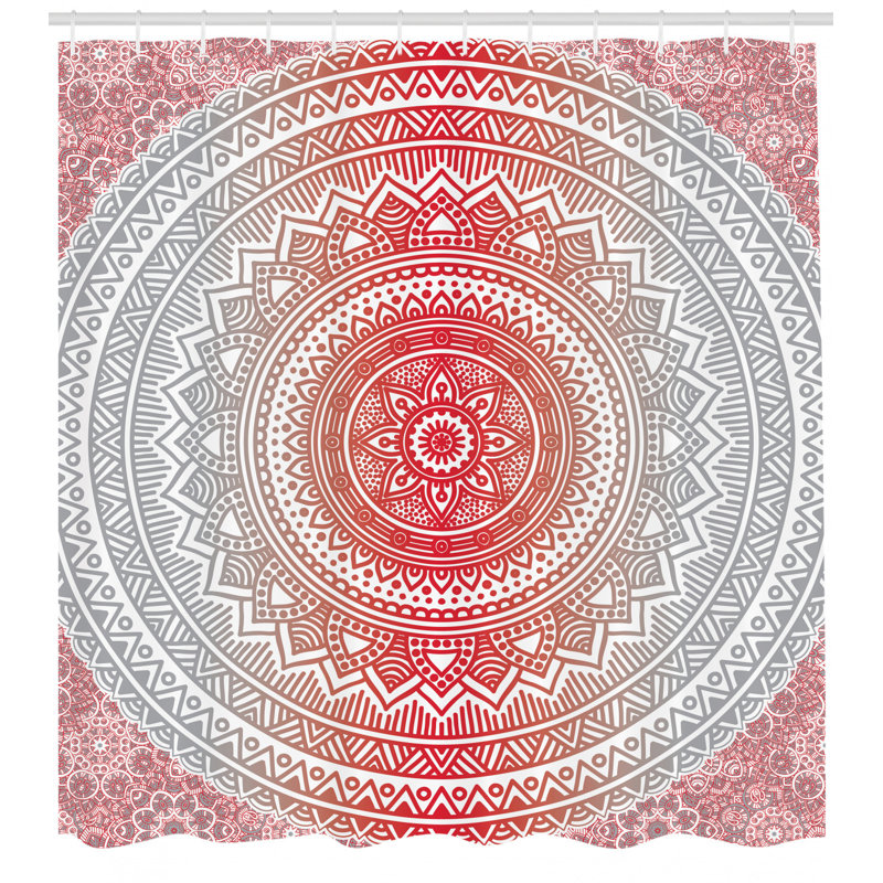 Rideau de douche simple méditation tapis theme Cormac, H 69 po x l 105 po, Rouge