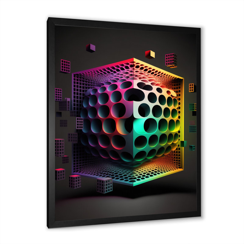 " Multidimensional Luminogram I ", Black Picture Framed Canvas, 20" H x 12" W x 1" D