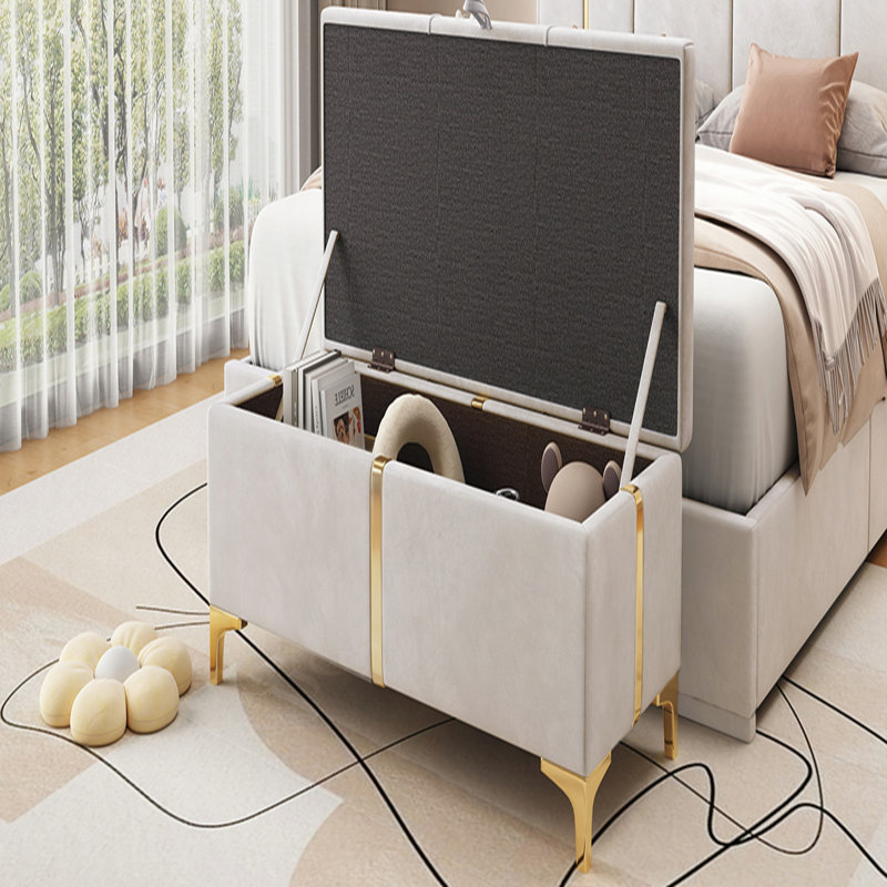 Zeger Upholstered Storage Bench, Beige