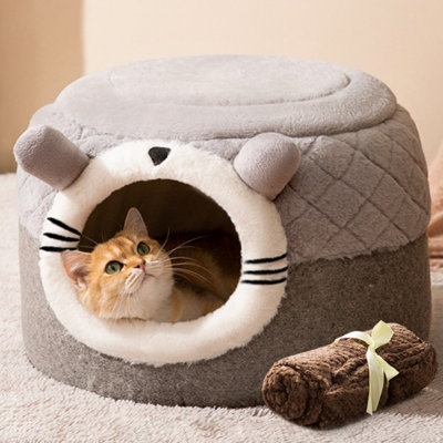 Tente de chat mignonne pour petit chat avec coussin amovible pour animaux de compagnie