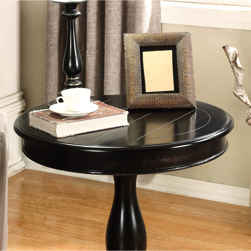 Table d'appoint ronde 26 po en bois, structure noire, table d'appoint 26 po x 26,5 po