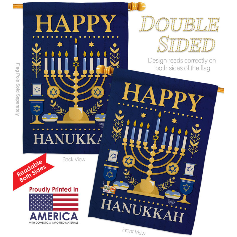 Drapeau de maison 40 po x 28 po Happy Hanukkah