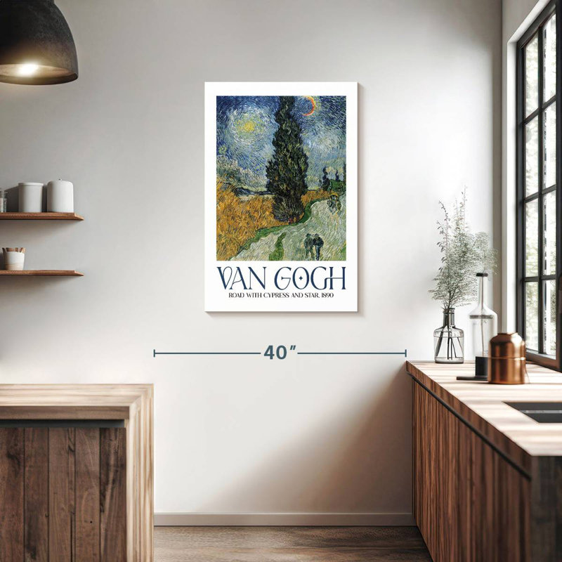 Affiche «Road with Cypress And Star Van Gogh», H 36 po x l 24 po