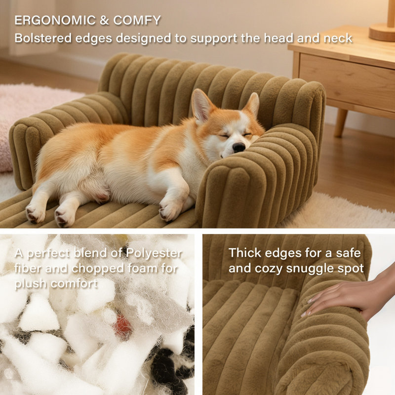 Canapé pour chat pour animaux de compagnie - Canapé-lit pliable pour animaux de compagnie à double couche, lit pour animaux de compagnie moyen et petit avec molleton en velours côtelé doux de qualité supérieure