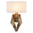 9.84" Sculptural Ribbon Wall Sconce Antique Gold 2-Light Vintage Art Deco Bathroom Wall Light with Oval Linen Fabric Shade
