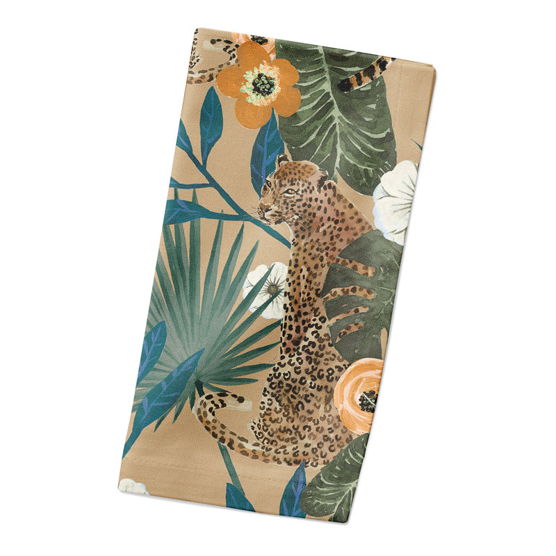 Serviette en coton 10 po Tropical Cheetah, Beige