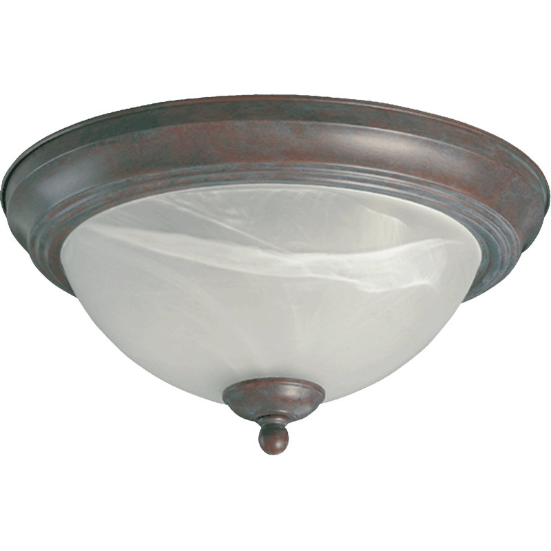 Plafonnier encastré 15,5 po à 2 lumières Lott, Ancien monde, H 5,75 po x l 8 po x P 8 po