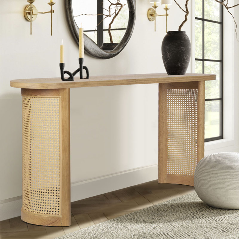 Ankit 60" Solid Rattan Console Table, Natural