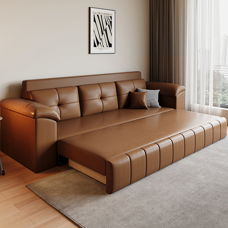 Canapé de salon en cuir Mid-Century, H 33,9 po x l 82,7 po x P 33,1 po