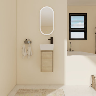 Vanyo 12'' Wall Mounted & Corner Single Bathroom Vanity with Ceramic Top