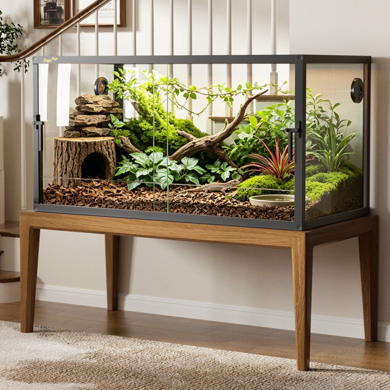 Tempered Glass Reptile Terrarium with Aluminium Frame, 120x60x62cm