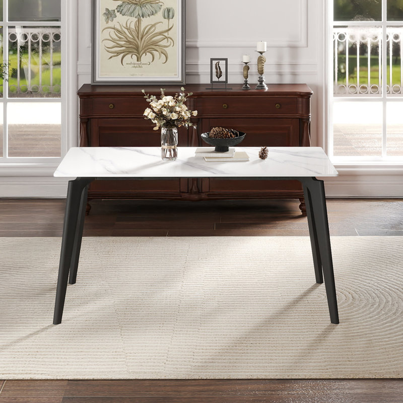 Table de salle à manger Modern, H 29,53 po x L 55,12 po x l 31,5 po, Blanc