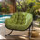 Chaise berçante Papasan, chaise berçante surdimensionnée pour l'intérieur et l'extérieur, chaise de patio en osier toutes saisons avec coussin et coussin, chaise berçante Papasan pour chambre à coucher, jardin
