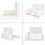 Lit de jour double en bois avec trois tiroirs, bureau, tablettes et lumières-642721590