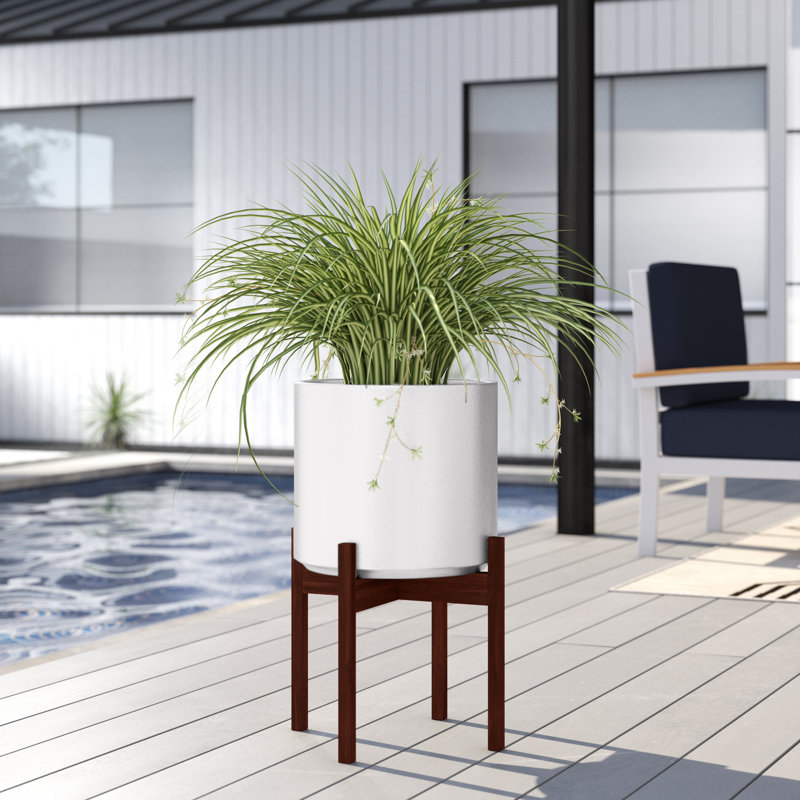 Keyes Pot Planter, White/Dark, 18.5" H x 15.5" W x 15.5"