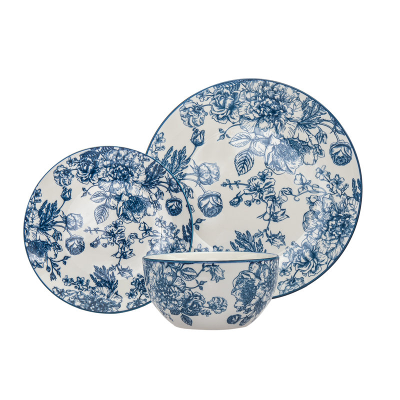 White Porcelain 12 Piece Dinnerware Set, Service for 4