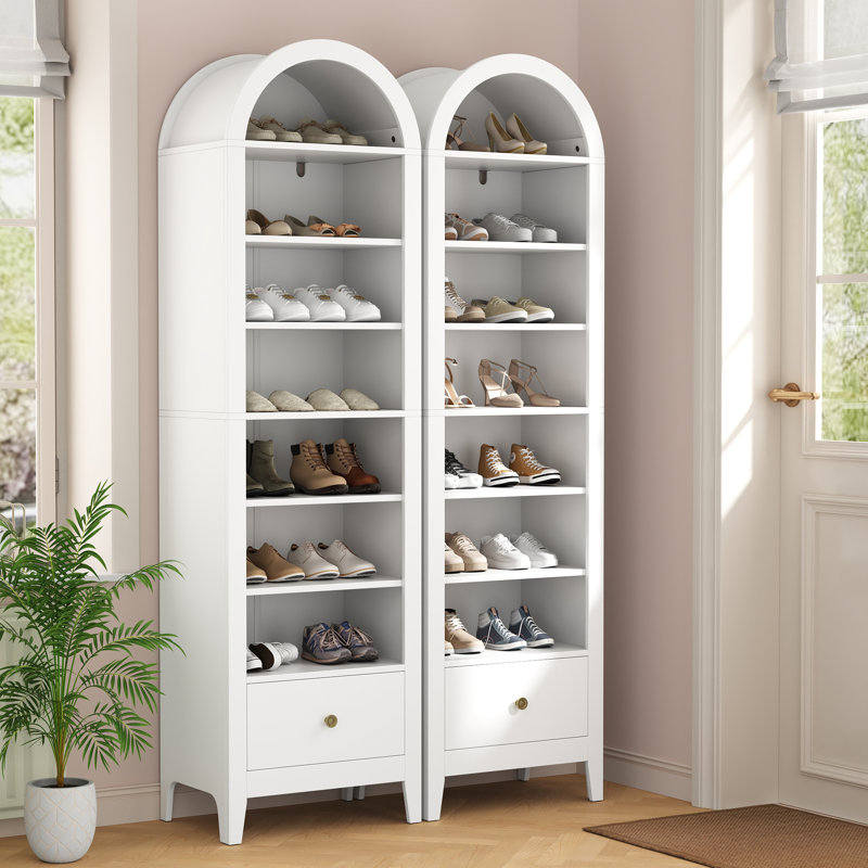 Grande tour de rangement à chaussures pour 71 paires de 16 paires 71 tiroirs, étagère à chaussures à 7 niveaux avec tablettes pour petits espaces
