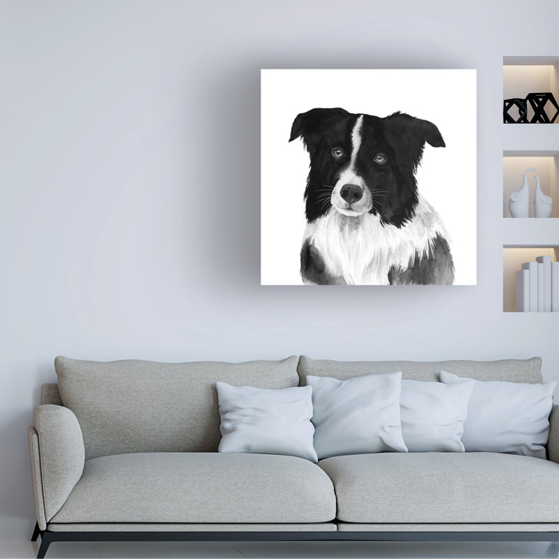 Border collie II par Grace Popp - impression sur toile tendue, H 14 po x l 14 po x P 2 po