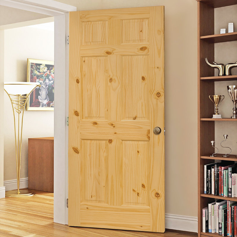 Colonial Elegance Pine Wood 6-Panel Unfinished Door 80''x30''