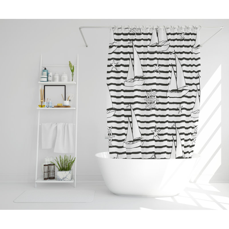 Nadia Polyester Shower Curtain Set, 168cm H x 168cm W