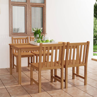 Cisbrough Rectangular 5 - Piece 4 - People Teak Outdoor Table Set