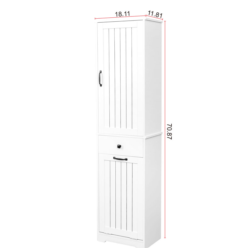 White Laundry Cabinet With Efficient Storage And Drawer System Versatile For Accessories