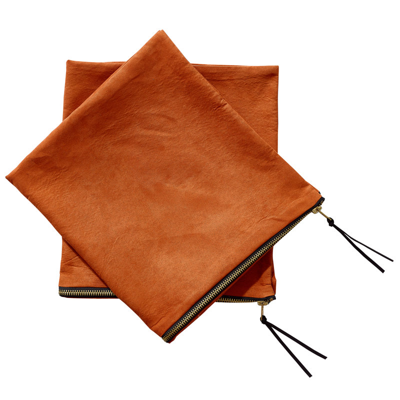 Suede Reversible Pillow Cover, Rust
