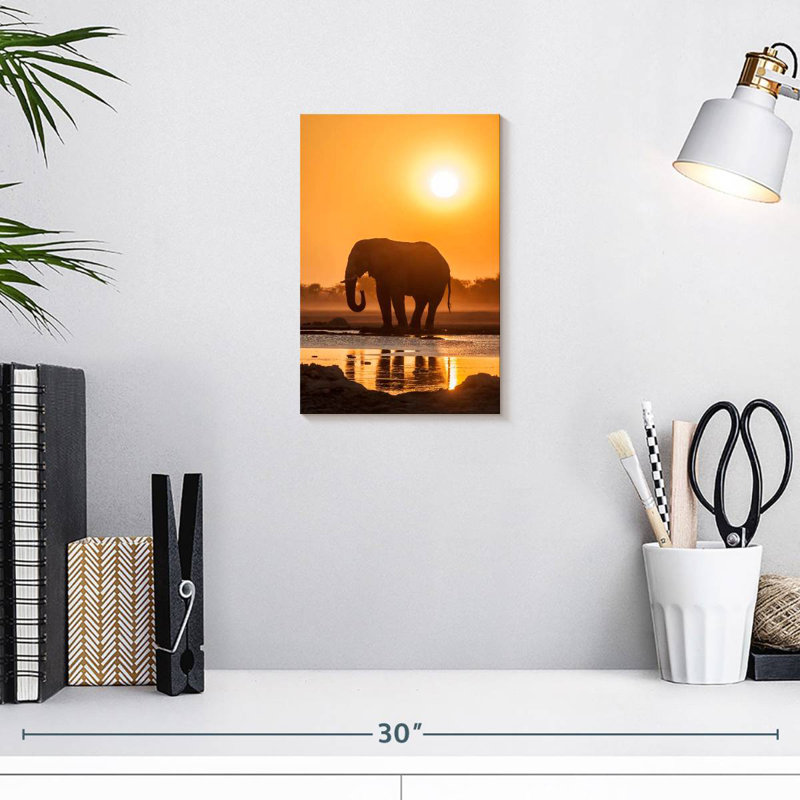 Brampt African Elephant At Sunset, 12" H x 8" W