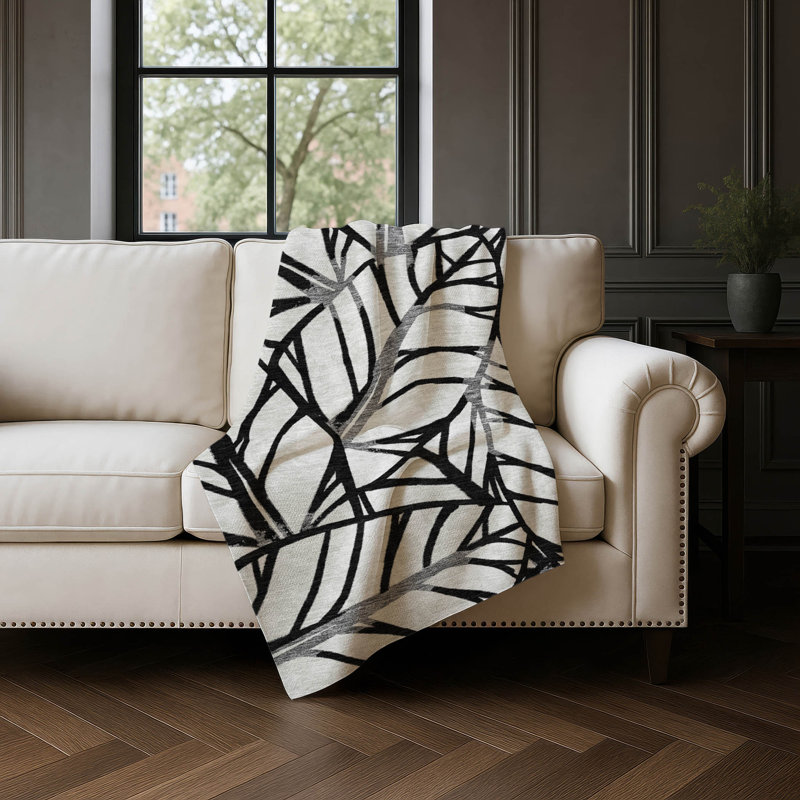 Jeté floral Addison Sherpa ASB741, Noir