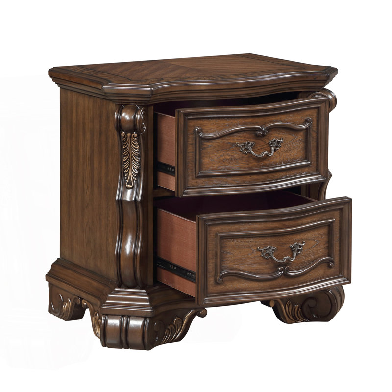 Formal Traditional Nightstand With 2 Drawers