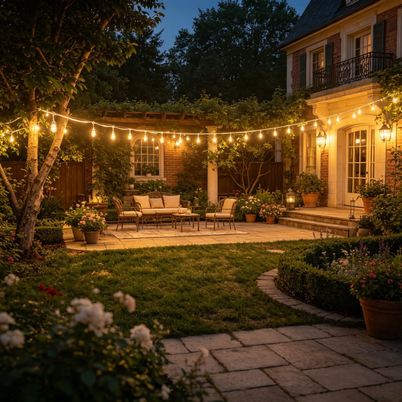48FT 3-Color Dimmable String Lights With Remote, Waterproof For Patio