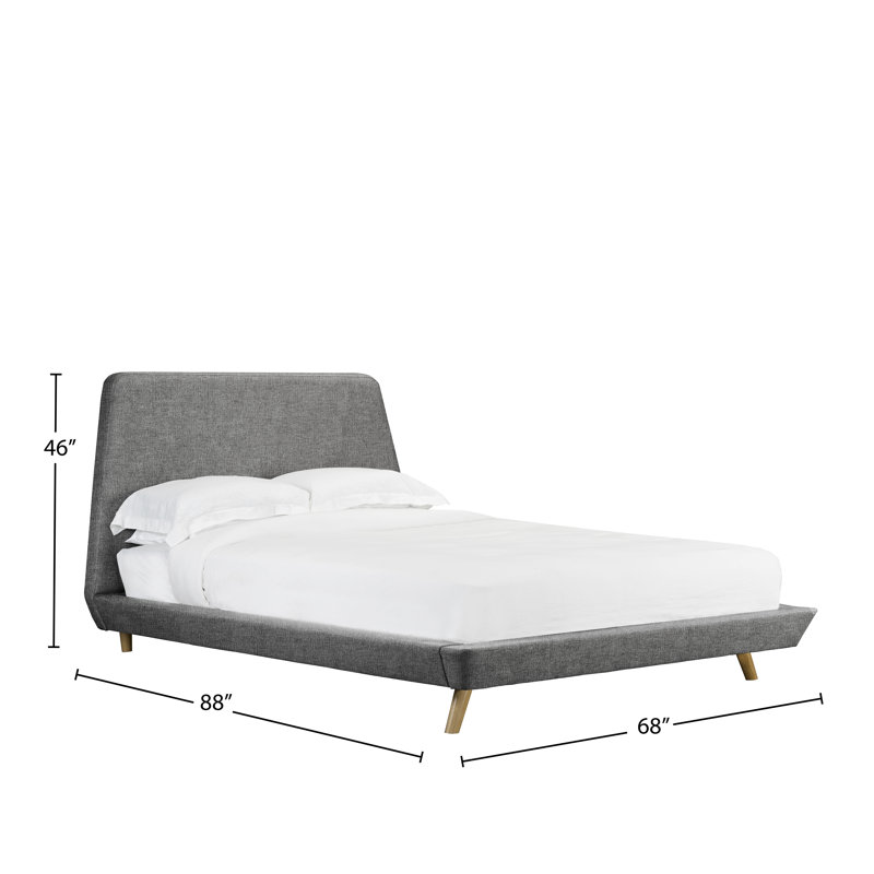 Lit plateforme tapissier Brophy, Ardoise, Grand