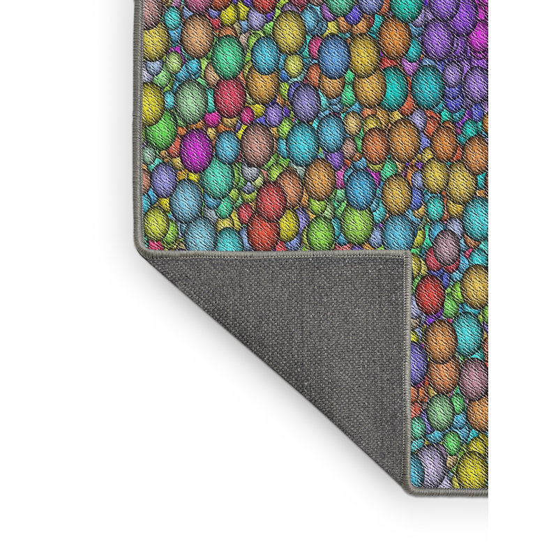 Tapis vert/bleu à motifs, Rectangle 5 pi x 7 pi