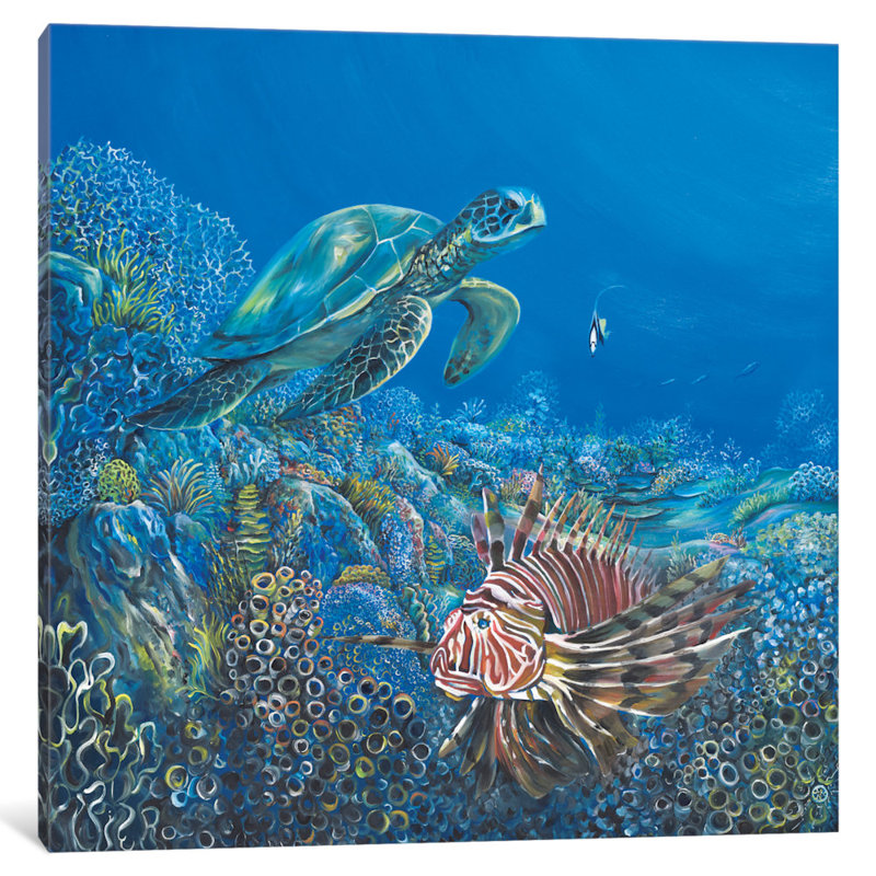 «Blue», reproduction d'art sur toile tendue, H 16 po x l 16 po x P 1 po, Papier d'art encadré noir, Blanc