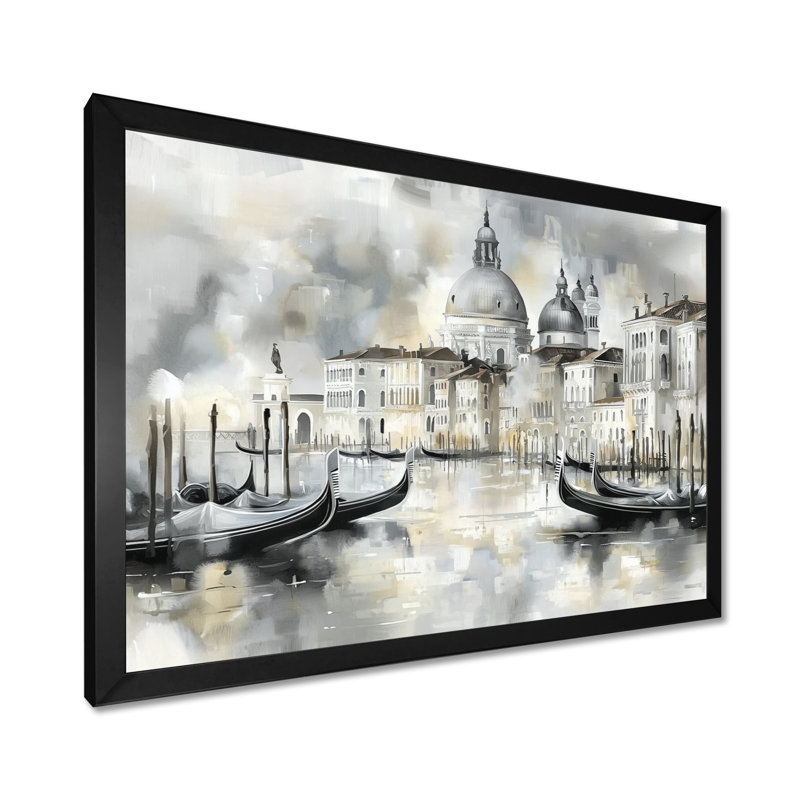 Décoration murale Minimal Venice Grand Canal II - Venise, Reproduction encadrée d'une seule photo sans pass, Black