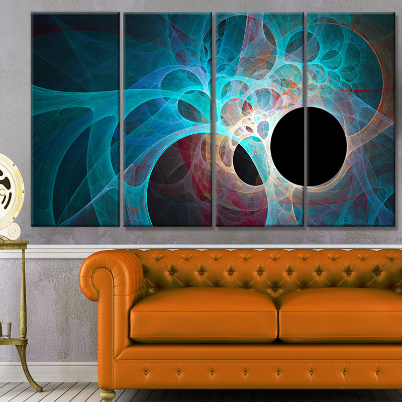 «Fractal Angel Wings in Blue», impression d'art graphique sur plusieurs pièces