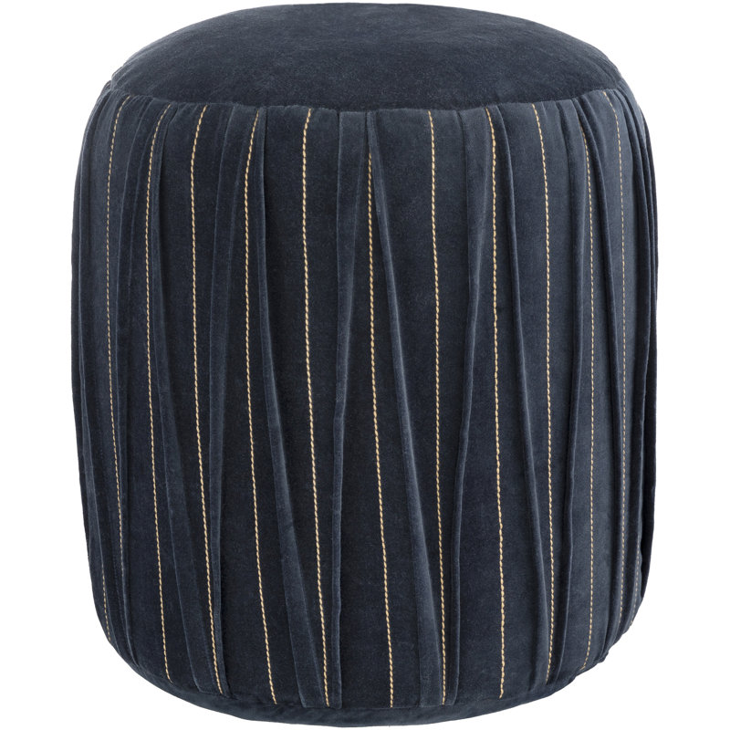 Ayisha Upholstered Pouf, Blue/Yellow
