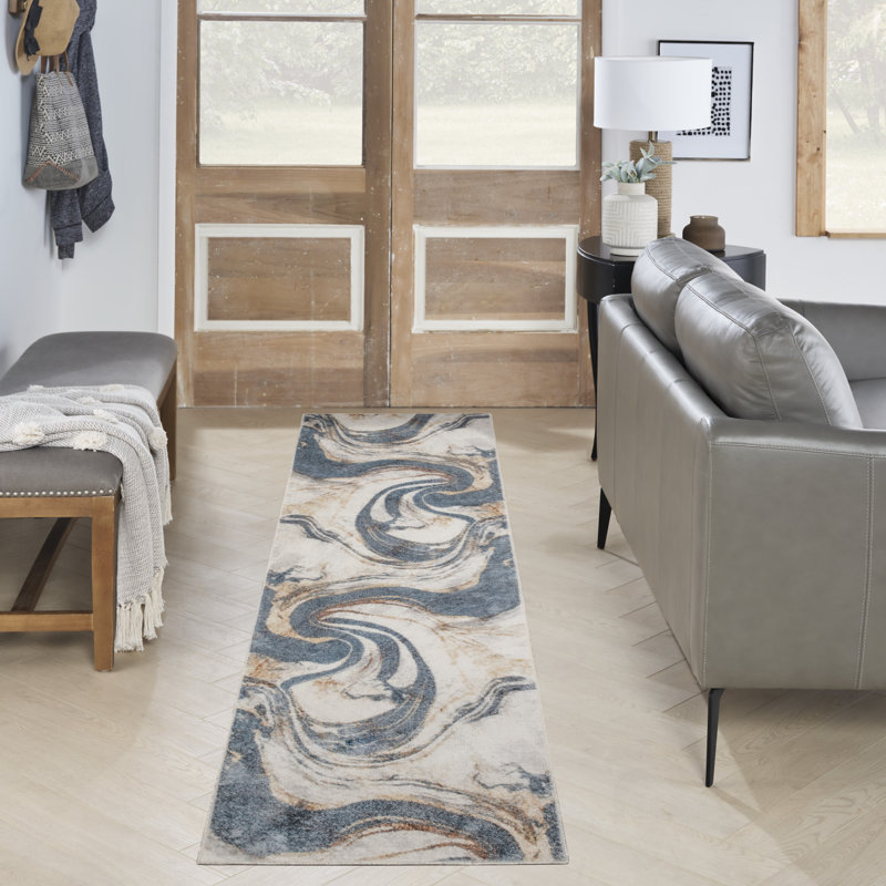 Tapis d'intérieur moderne ivoire Nourison Astra, Tapis de couloir 2 pi 2 po x 8 pi
