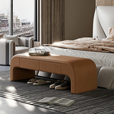 Banc de rangement rembourré en similicuir Haughbrook