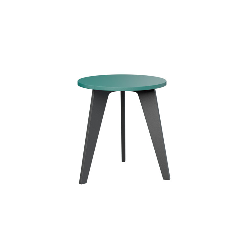 Berlin Gardens Nordic Round End Table, Teal, Matte Black